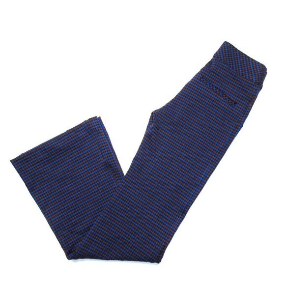 NWT SPANX Hi-Rise Flare Perfect Pant in Blue Brown Houndstooth Jacquard XS x 32 - Picture 6 of 7